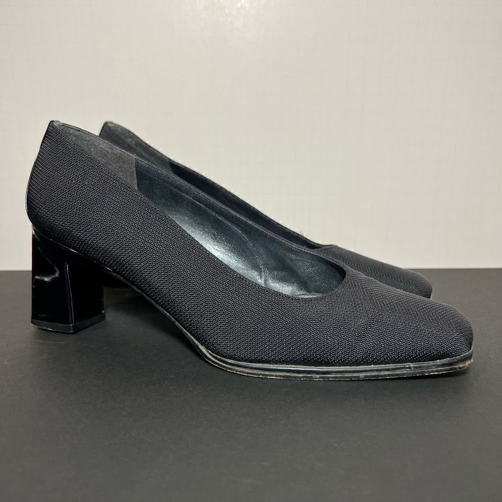 Womens STUART WEITZMAN Black Square Toe Block Heel Pumps / Size 7 Medium